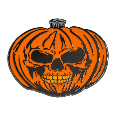 Pumpkin Skull Orange Enamel Pin - Kreepsville